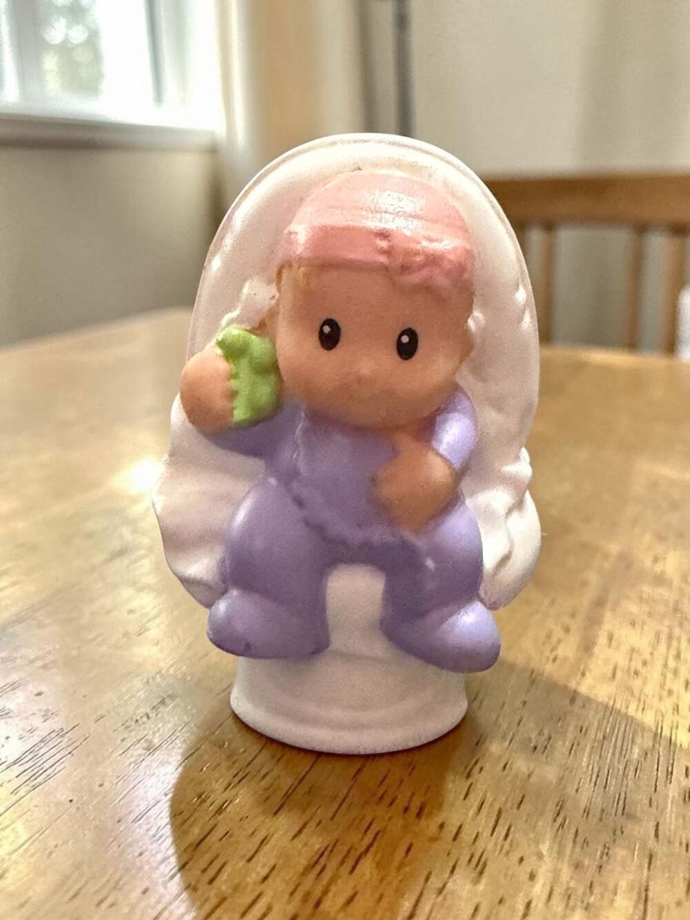 Fisher-Price Little People Baby Girl Figure with Pink Hat and White Infant Seat